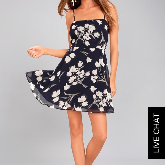 Lulus Dresses & Skirts - Navy Blue Floral Print Dress